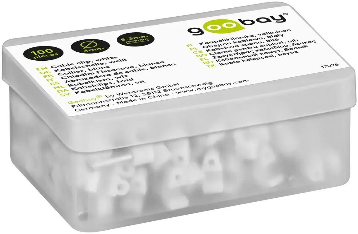 Goobay Kabeļu klips 4 mm balts Photo 6