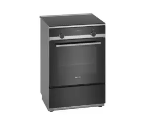 Siemens iQ500 HL9S5E040U Freestanding Electric Cooker with 4-Zone Induction Hob, Glass-Ceramic Surface, 66 L Medium Oven, Class A Energy Efficiency, Rotary Control, and Built-in Display in Black