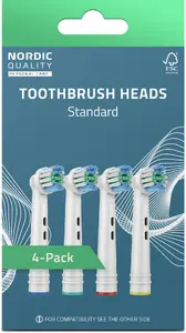 Nordic Quality 2270009 Toothbrush Head 4 Pack Blue and White