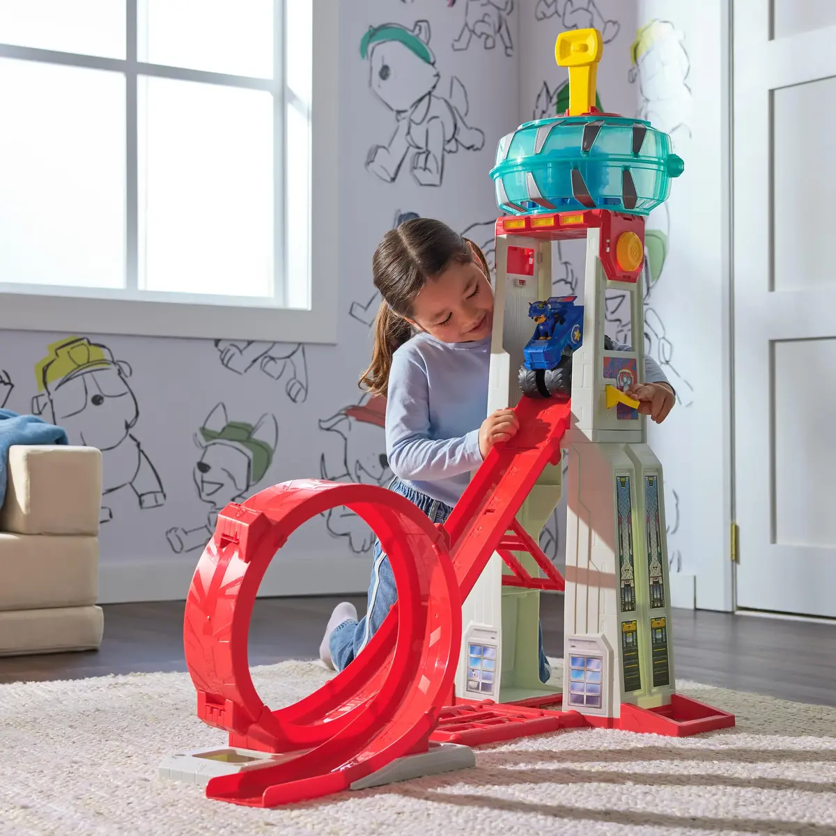 Transporta un trases komplekts PAW Patrol Rescue Wheels Super Loop Tower HQ Photo 8