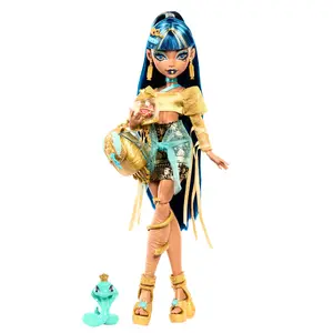 Modes lelle Monster High Cleo De Nile ar mājdzīvnieku Hissette un aksesuāriem