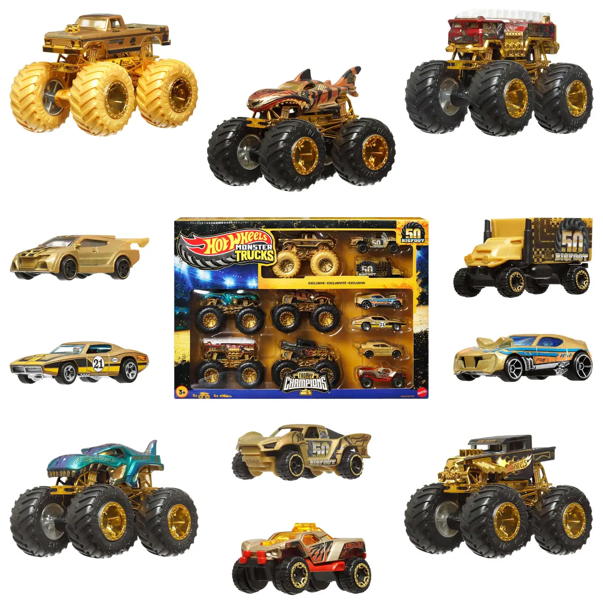 Набор автомобилей Hot Wheels Monster Trucks Trophy Champions Collection Photo 2