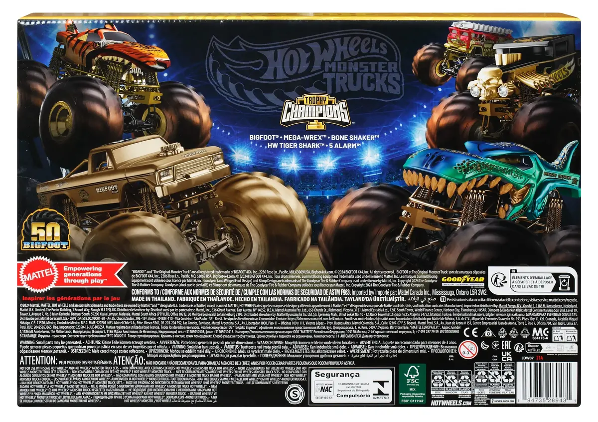 Набор автомобилей Hot Wheels Monster Trucks Trophy Champions Collection Photo 6