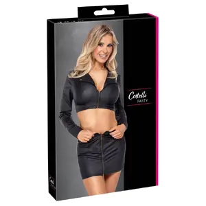 Клубный комплект Cottelli Collection Top and Skirt 27607031031 — черный, размер M, полиэстер/спандекс с полиуретановым покрытием