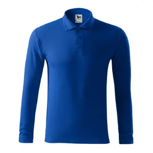 Мужская футболка-поло MALFINI Pique Polo LS 221 королевский синий с длинным рукавом