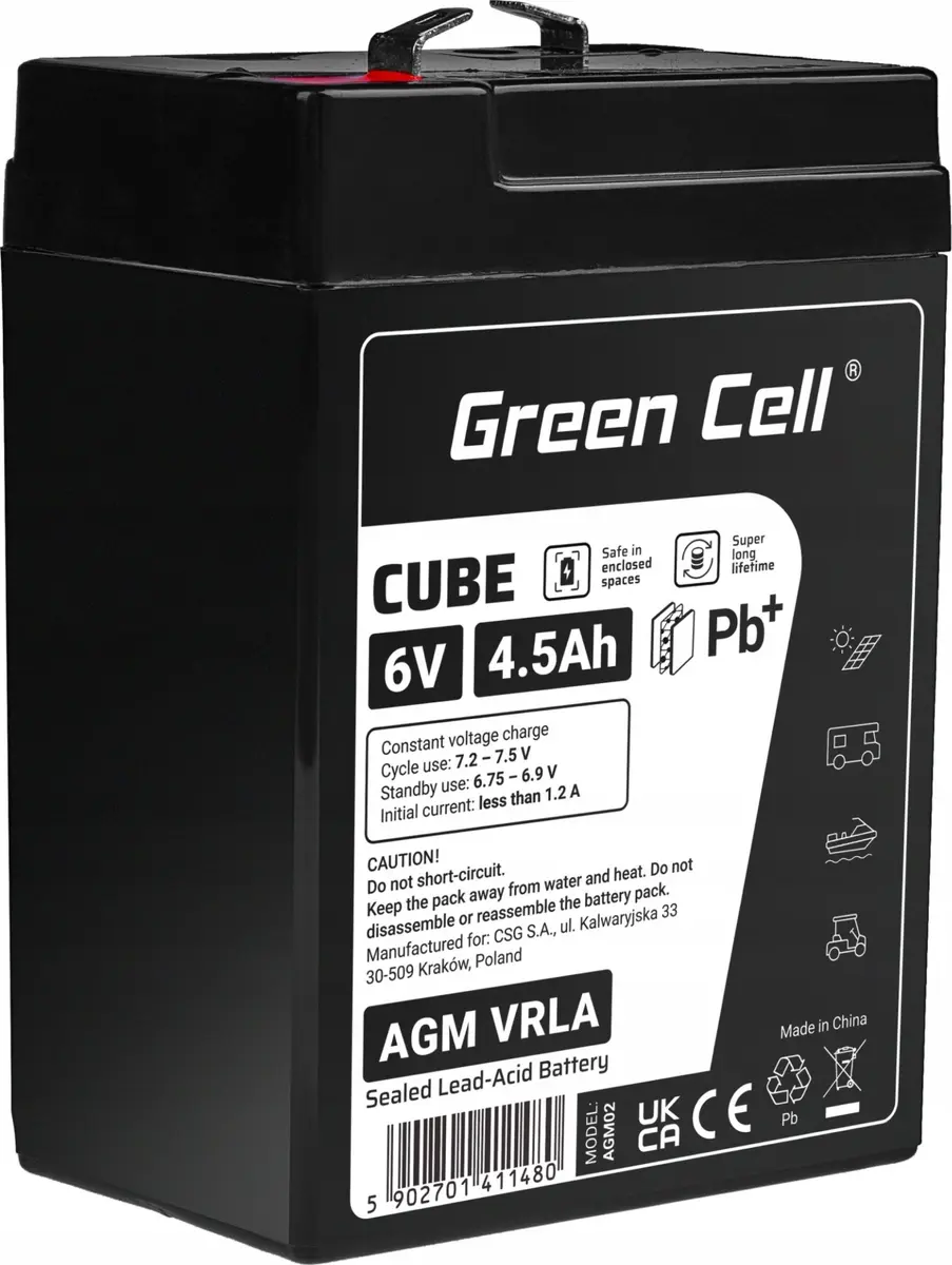 Green Cell AGM6V4-5AH-J Sealed Lead Acid