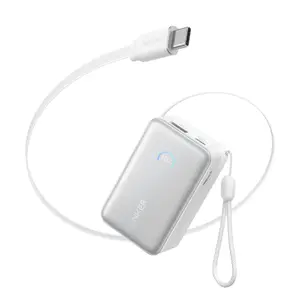 Anker Nano A1638 Power Bank 10000 mAh 45 W White with Built-In Retractable USB-C Cable Fast Charging