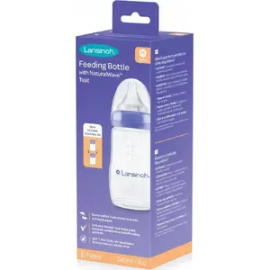 Barošanas pudele Lansinoh NaturalWave 160 ml — plata kakla pudele ar NaturalWave knupi