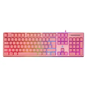 Keyboard Deltaco Gaming GAM-021-RGB-P-DE USB QWERTZ German Pink RGB LED