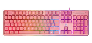 Deltaco Gaming GAM-021-RGB-P-DE Wired Membrane Gaming Keyboard USB QWERTZ German Full-size RGB LED Pink