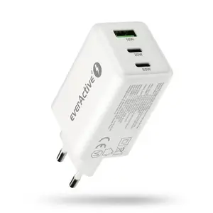 Сетевой зарядный блок everActive SQ-655Q 65 Вт, 1×USB-A и 2×USB-C для быстрой зарядки