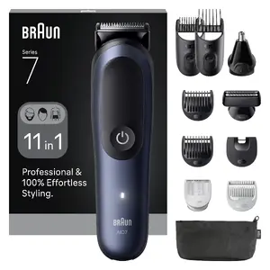 Тример для волос BRAUN 80789907 тёмно‑синий — аккумулятор Lithium‑Ion, 120 мин работы, влажная/сухая эксплуатация