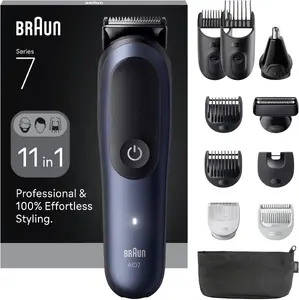 Hair trimmer BRAUN 80789907 Dark Blue — Lithium‑Ion battery, 120 min runtime, wet & dry