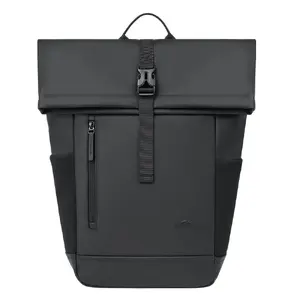 Rivacase Eden 7826 Roll Top Backpack for 14-inch Laptops Black Polyester and PU Leather