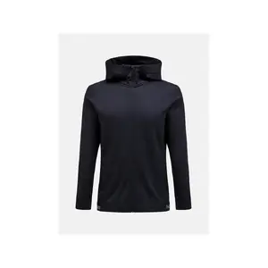 Hoodie Peak Performance Rider Tech Zip — melna, viegla elpojoša ar rāvējslēdzēju