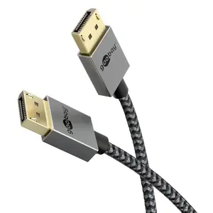 DisplayPort cable Goobay 77444 1 m Black Silver