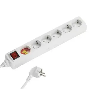 Vivanco VVELSTR6SCHSWWP Power Extension Cord with 6 Type F AC Outlets and 1.4 m Cable White Indoor