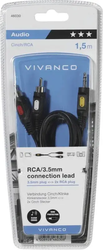 Аудиокабель Vivanco VVAJACK2RCA18MMK Photo 2