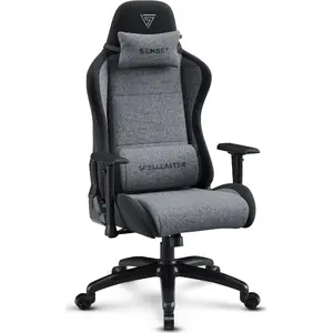 Игровое кресло Sense7 Spellcaster FUKU XL ткань черно‑серое — XL размер, тканевая обивка, черно‑серая