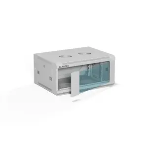 A-LAN SW-4U-600-450-01-SF Wall-Mounted Network Cabinet 19 Inch 4U Grey Steel Tempered Glass Front Door