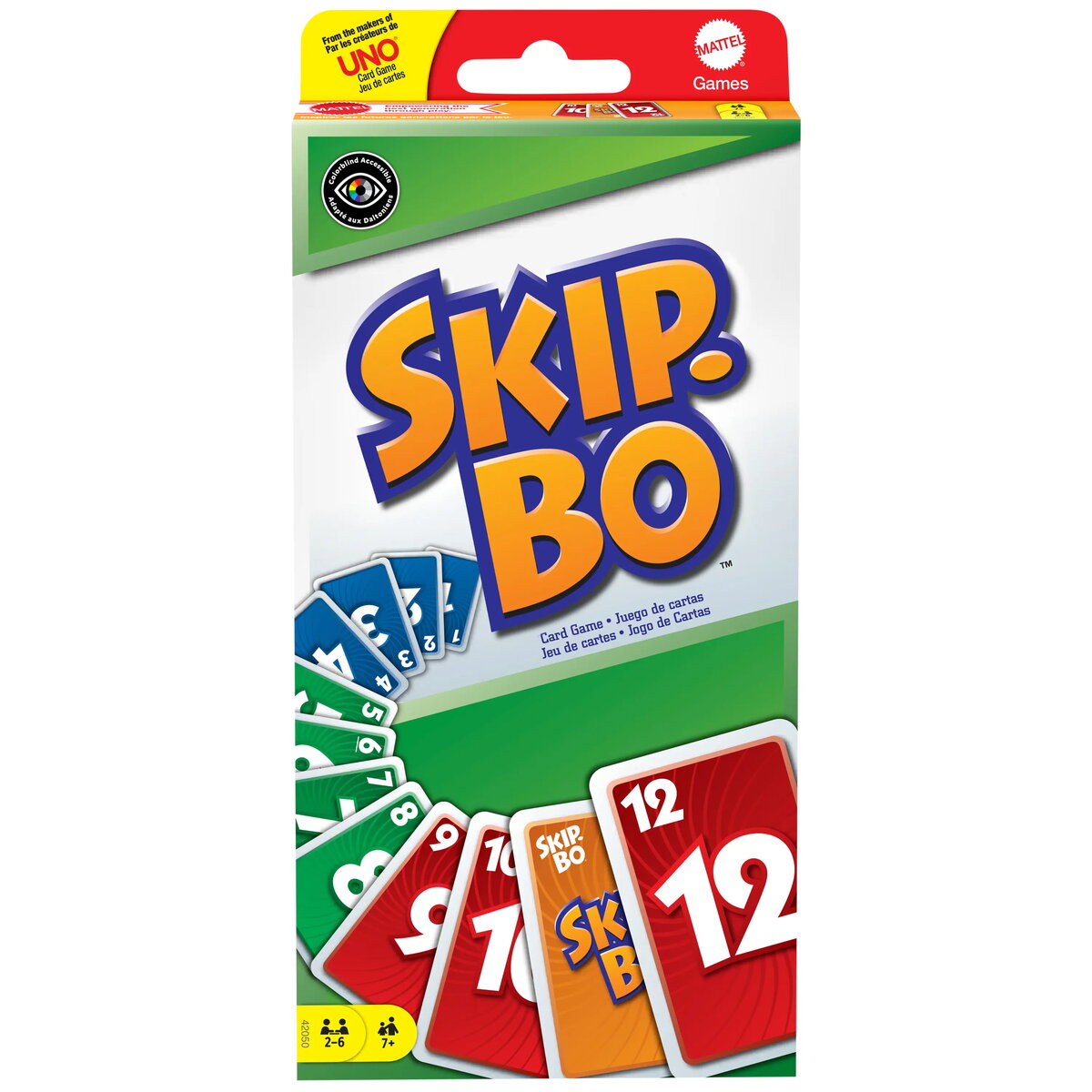 MATTEL Skip-Bo kāršu spēle bērniem, pieaugušajiem