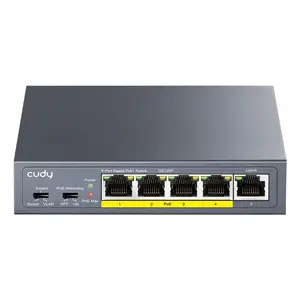 Коммутатор Cudy GS105P 5 портов Gigabit Ethernet PoE пропускная способность 10 Gbit/s таблица MAC 2048 5 V DC черный