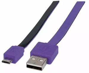 USB 2.0 data cable MANHATTAN 391368, USB A to Micro-USB B, 1 m, Black/Purple