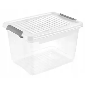 Storage box keeeper Leonie with lid 37.5×28.5×23.5 cm 16.6 L transparent
