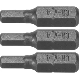 Hex screwdriver bits Dedra H4 x 25 mm, set of 3, blister pack