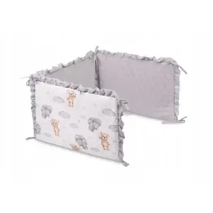 Защита для кроватки Sensillo Teddy Gray Muslin — дышащий муслиновый бампер для детской кроватки