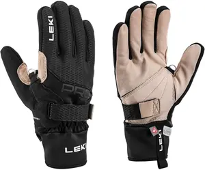 Cimdi Leki Premium ThermoPlus Shark melni-smilšu izmērs L — izolēti slēpošanas un pārgājienu cimdi