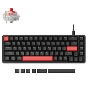Mehāniskā tastatūra Lemokey X6 ar sarkanu apgaismojumu, Keychron Red slēdži, melna, ASV izkārtojums