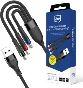 3MK 3 in 1 Hyper Cable N-SERIES — A to C, Lightning, Micro USB, 1.2 m, 18W