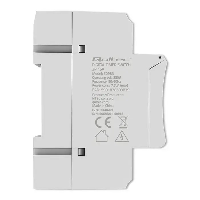 Taimerpārslēga uz DIN sliedes QOLTEC 50983 Photo 4