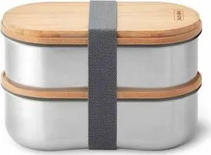 Food storage container black+blum BAM-BT-L016 0.5L oval bamboo stainless steel 2 pcs