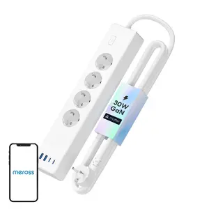 Pagarinātājs Meross MSP844 — 4 kontaktligzdas, 2 USB‑A, 2 USB‑C