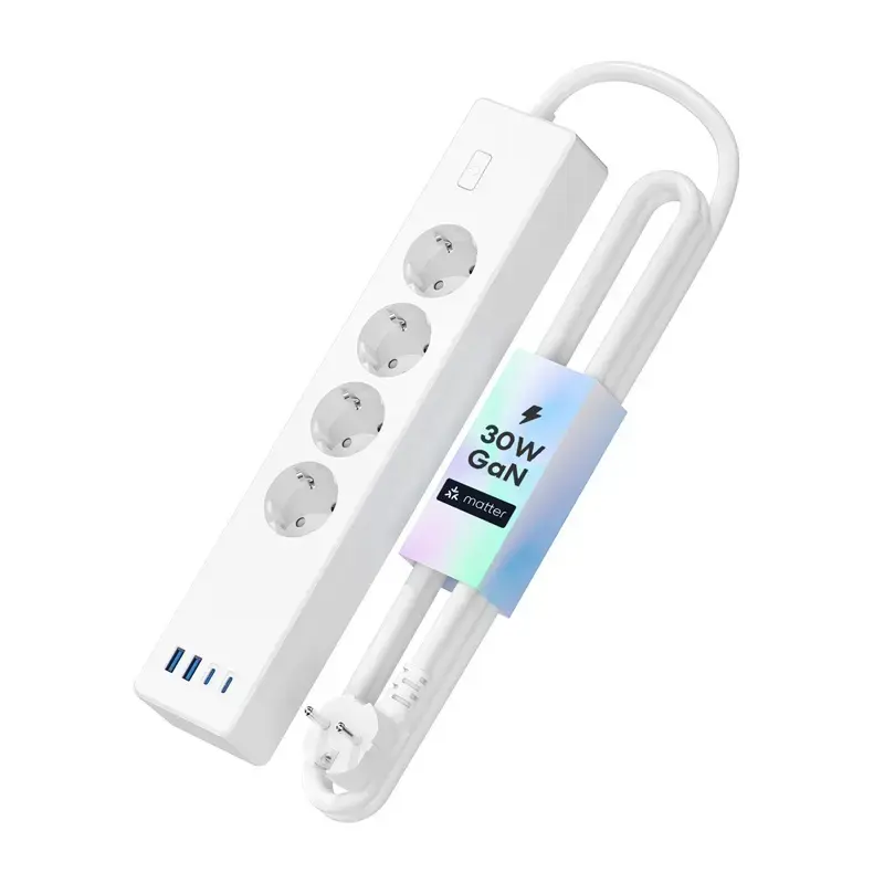 Meross MSP844 pagarinātājs — 4 kontaktligzdas, 2 USB‑A, 2 USB‑C Photo 3