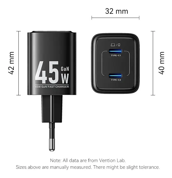 Vention FEFB0-EU 45W USB-C Fast Charger Photo 2