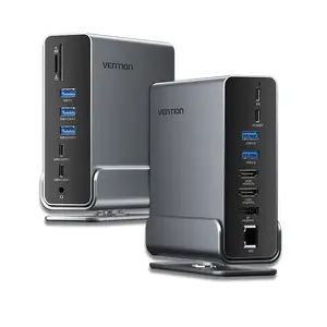 Vention TPUH0 klēpjdatora doks Vadu USB 3.2 Gen 2 Type-C Melns Pelēks