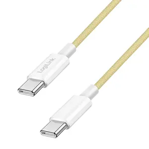 LogiLink USB 2.0 Type-C cable C/M to C/M nylon jacket 60W yellow 0.5 m
