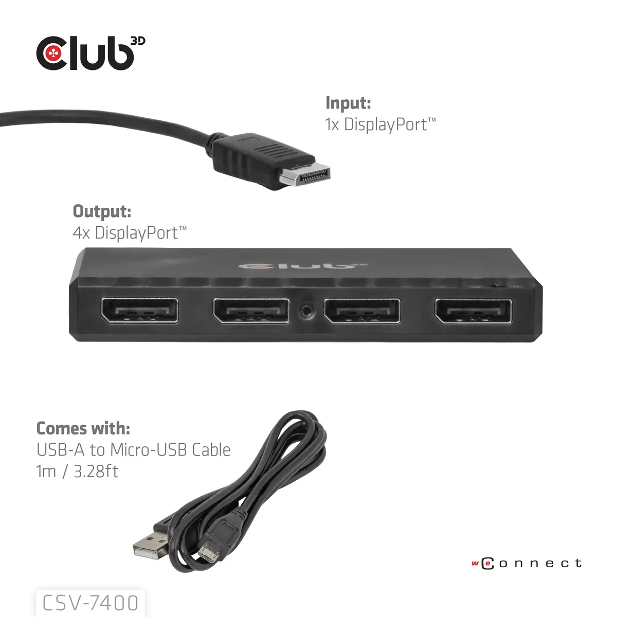 CLUB3D CSV-7400 DisplayPort Quad Monitor Hub Photo 4