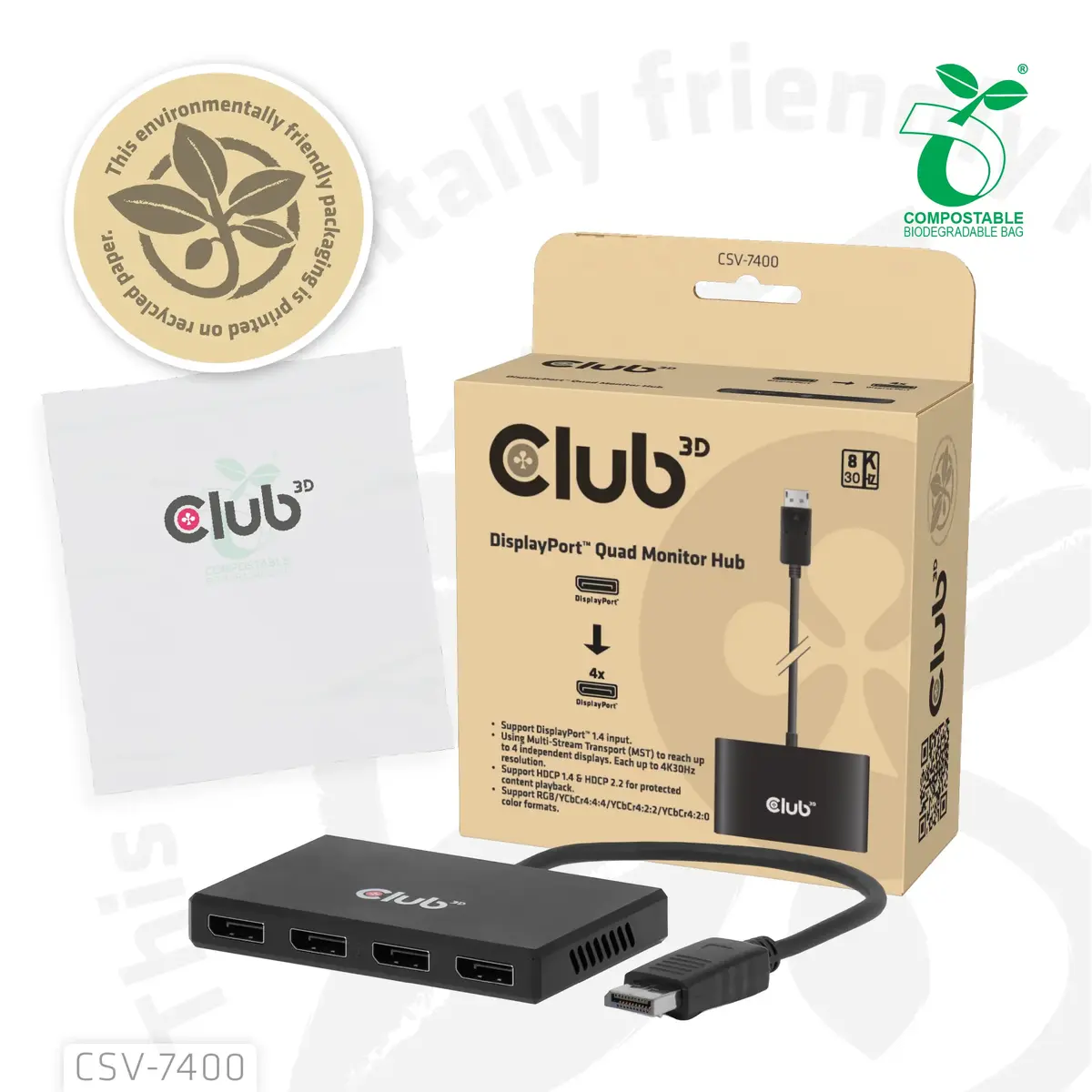 CLUB3D CSV-7400 DisplayPort Quad Monitor Hub Photo 8