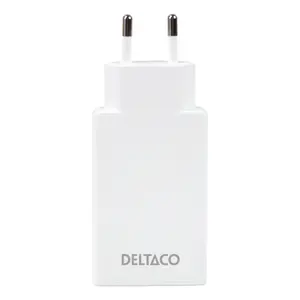 Iekštelpu lādētājs Deltaco USBC-AC201 Universāls Balts Ātrā uzlāde 2 USB Type-C