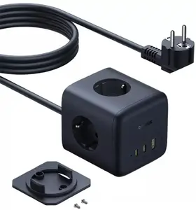 Сетевой фильтр Baseus EnerFill FA11 67W с USB‑A и USB‑C, 3× европейские розетки, кабель 1.5 м, чёрный