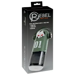 Masturbator Rebel Skull Masturbator 3F – rechargeable, warming to 42°C, 10 vibration / 5 thrust modes, insertion depth 12.5 cm