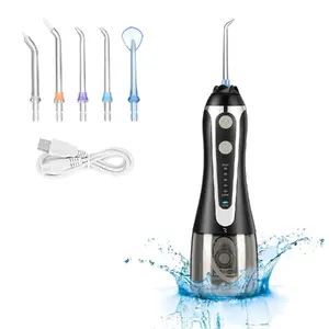 Oral wireless irrigator Riff HF2 with 300 ml water tank, 5 tips, 5 modes – Black