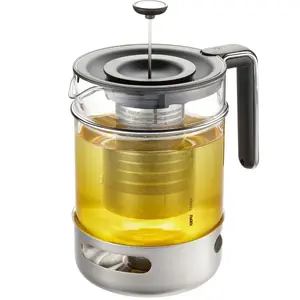 Single teapot GEFU 1500 ml Black Stainless steel Transparent