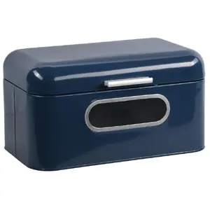 Storage box KESPER DE7618051 metal 30x18x15 cm dark blue with lid and ventilation