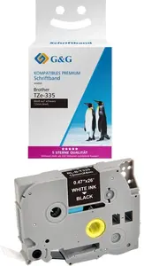 Label tape G G compatible with Brother TZe-335 15558 — black on white, cassette format