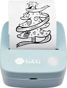 Мини-тепловой принтер g   g GA-SD001BL светло-голубой — портативный чековый принтер, для 4 рулонов